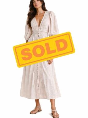 Cleobella Organic Cotton Lace Midi Dress Ivory Cottagecore Prairie Romantic M